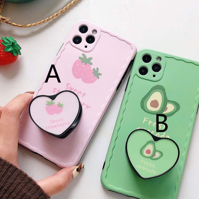 

1pc Fruit Print Heart Phone Holder, Multicolor