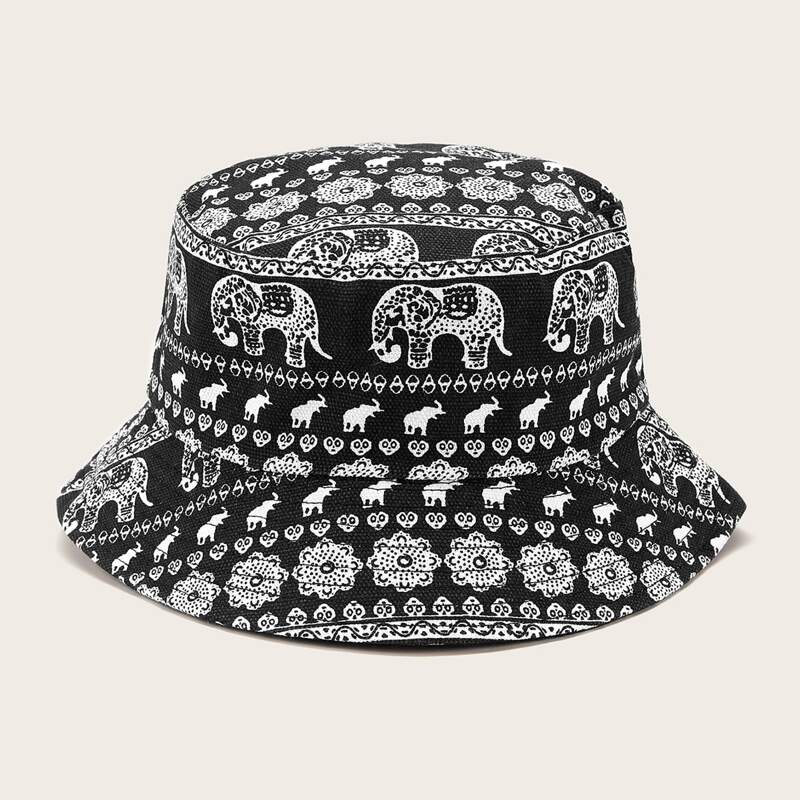 

Tribal Bucket Hat, Black and white
