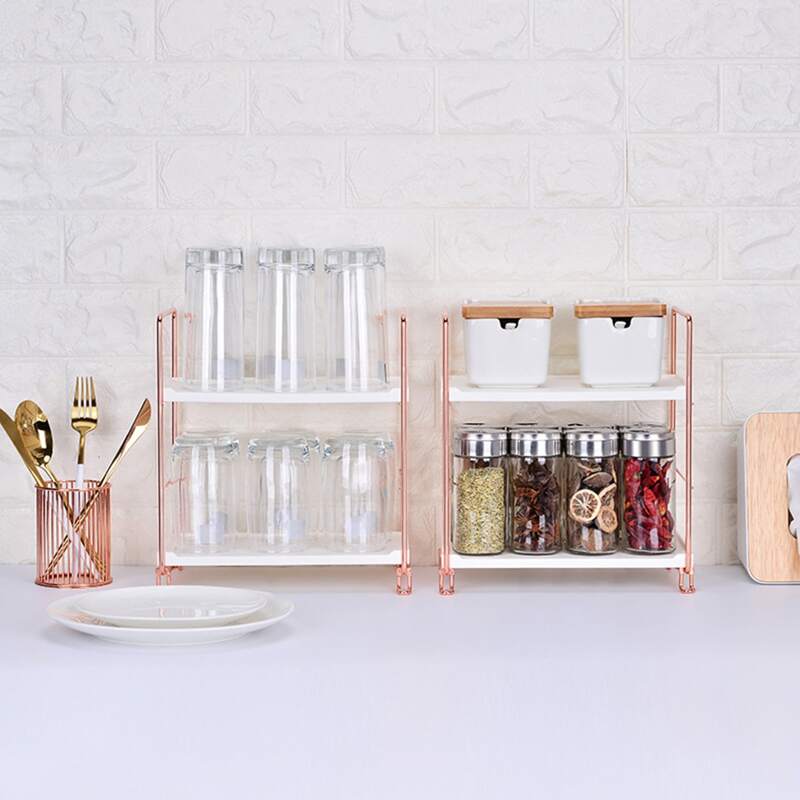 

1pc Double Layer Storage Rack, Gold
