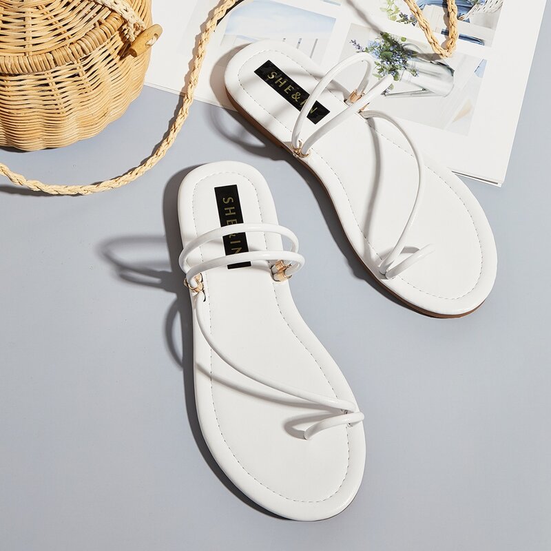 

Minimalist Toe Ring Sliders, White