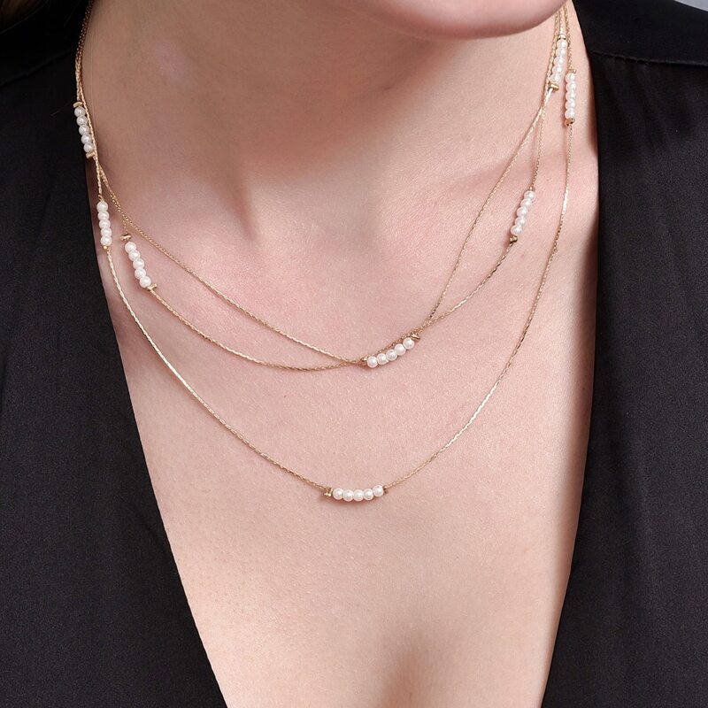 

Beaded Layered Necklace, Gold