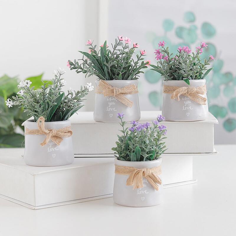 

1pc Random Artificial Flower & Pot & Rope, Multicolor