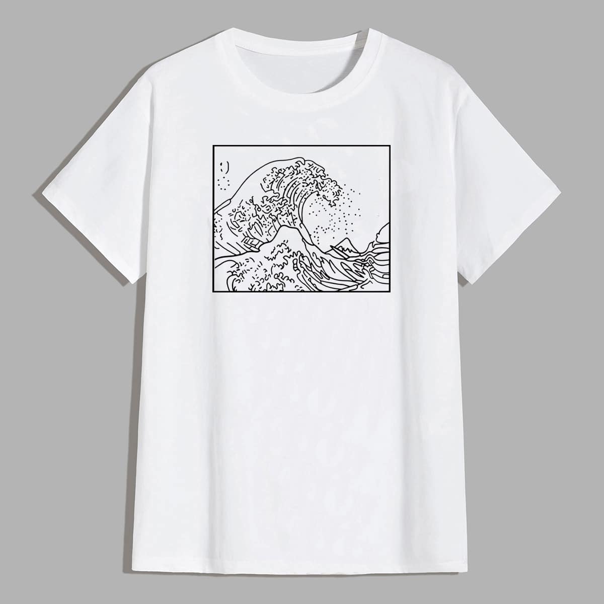 

Guys Sea Wave Print Short Sleeve Tee, White