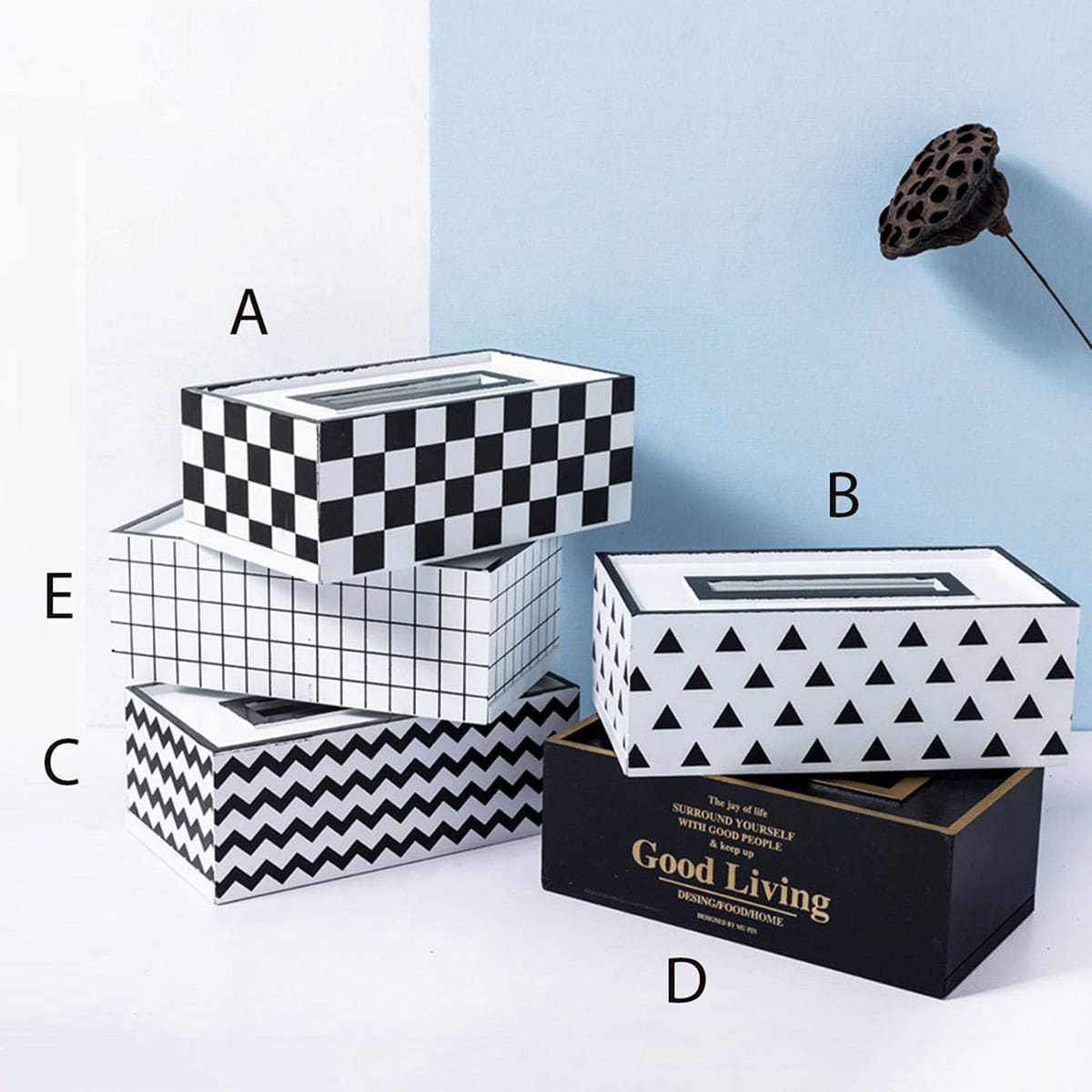 

1pc Geometric Pattern Tissue Storage Box, Multicolor