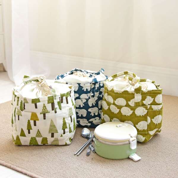 

1pc Portable Lunch Bag, Multicolor