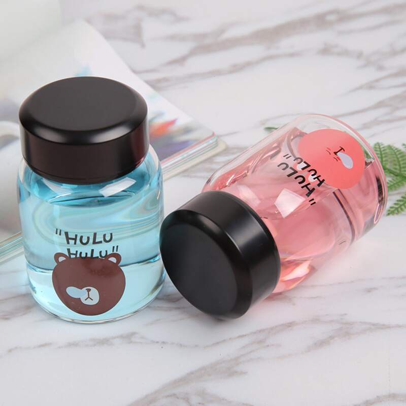 

1pc Cartoon Graphic Glass Bottle, Multicolor