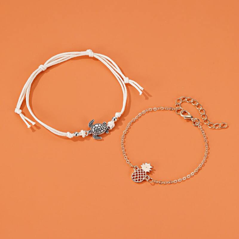 

2pcs Fruit Charm Anklet, Multicolor