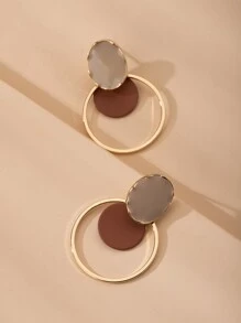 Color Block Drop Earrings - Multicolor - View 1