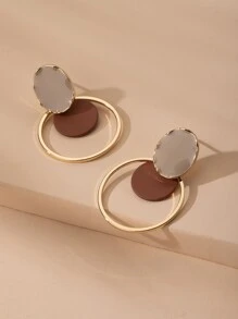 Color Block Drop Earrings - Multicolor - View 3