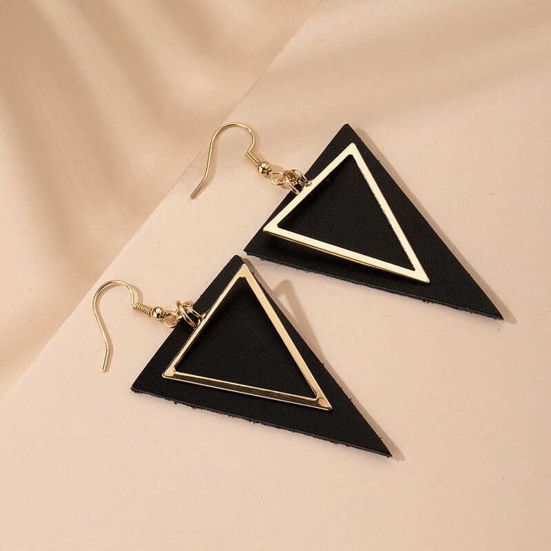 

Geometric Drop Earrings, Black