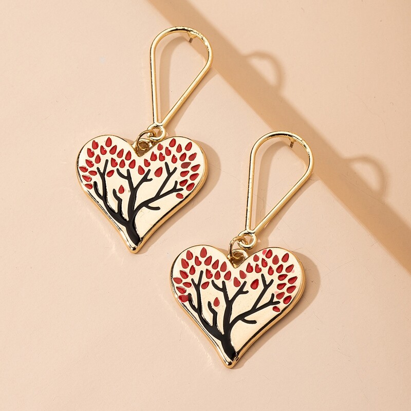 

Heart Charm Drop Earrings, Gold