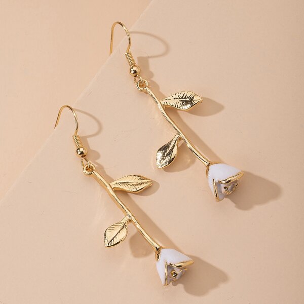 

Rose Charm Drop Earrings, Gold