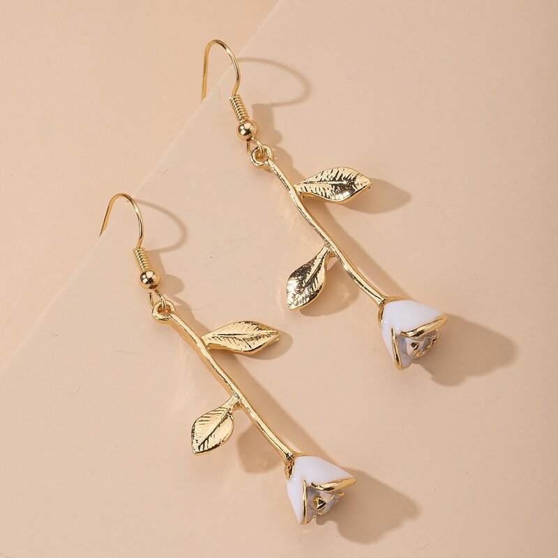 

Rose Charm Drop Earrings, Gold