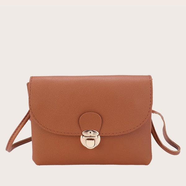 

Push Lock Flap Crossbody Bag, Brown