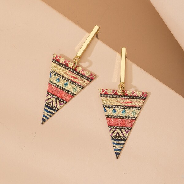 

Triangle Charm Drop Earrings, Multicolor