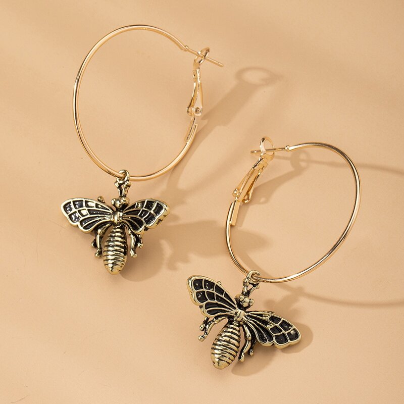 

Bee Charm Drop Earrings, Gold