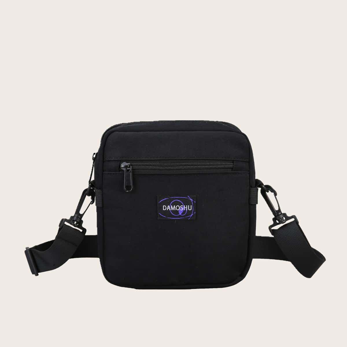 

Guys Letter Patch Crossbody Bag, Black