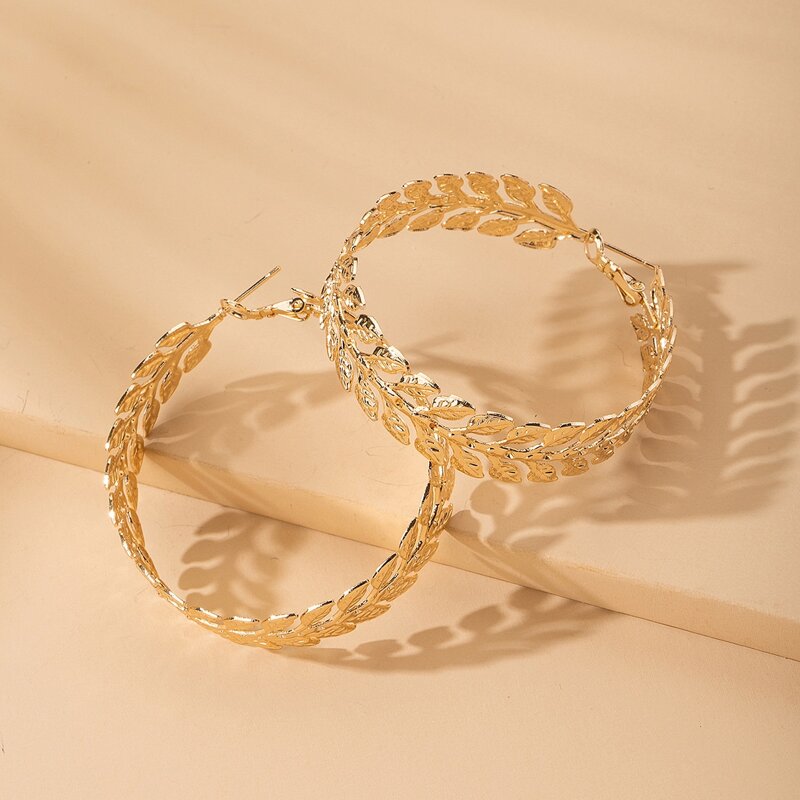 

Leaf Hoop Earrings, Gold