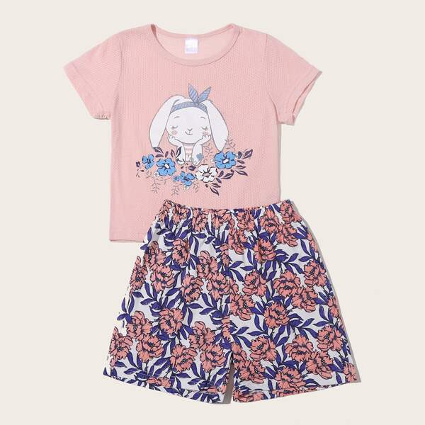 

Toddler Girls Cartoon & Floral Print PJ Set, Multicolor
