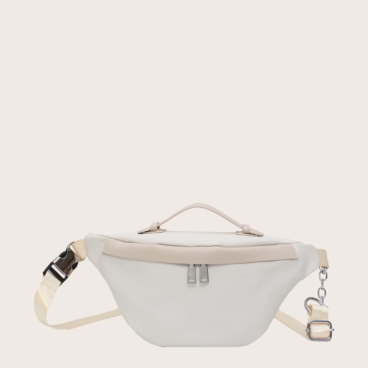 

Release Buckle Decor Satchel Bag, Beige