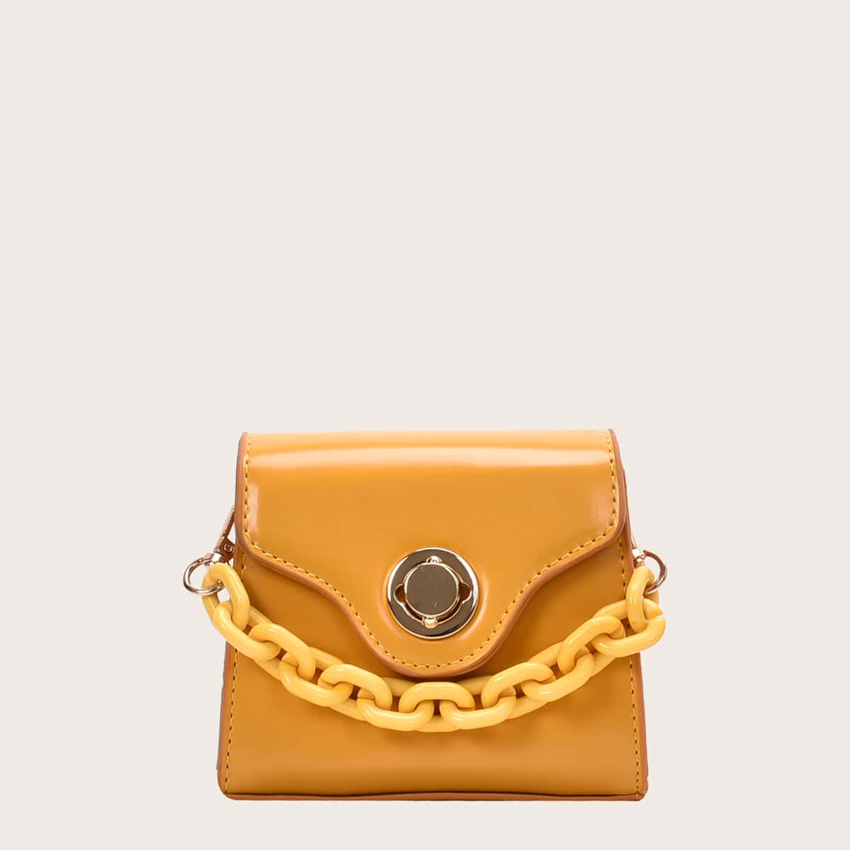 

Mini Flap Chain Satchel Bag, Yellow
