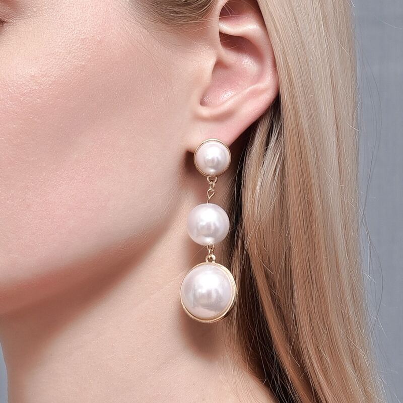 

Faux Pearl Decor Drop Earrings, White