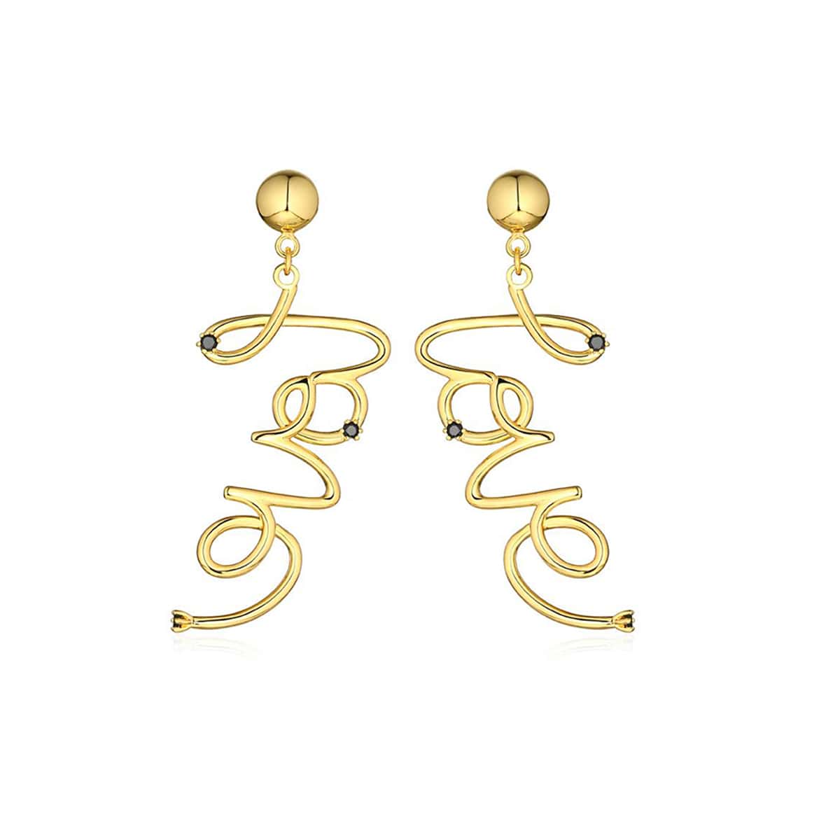 

Letter Design Drop Earrings, Gold