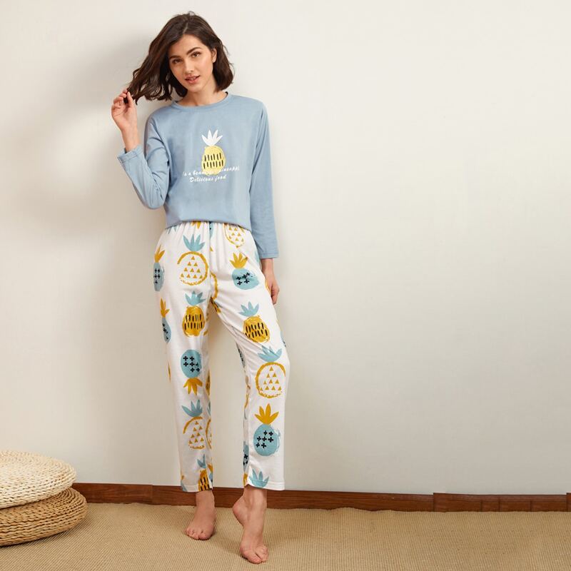 

Pineapple Print PJ Set, Multicolor