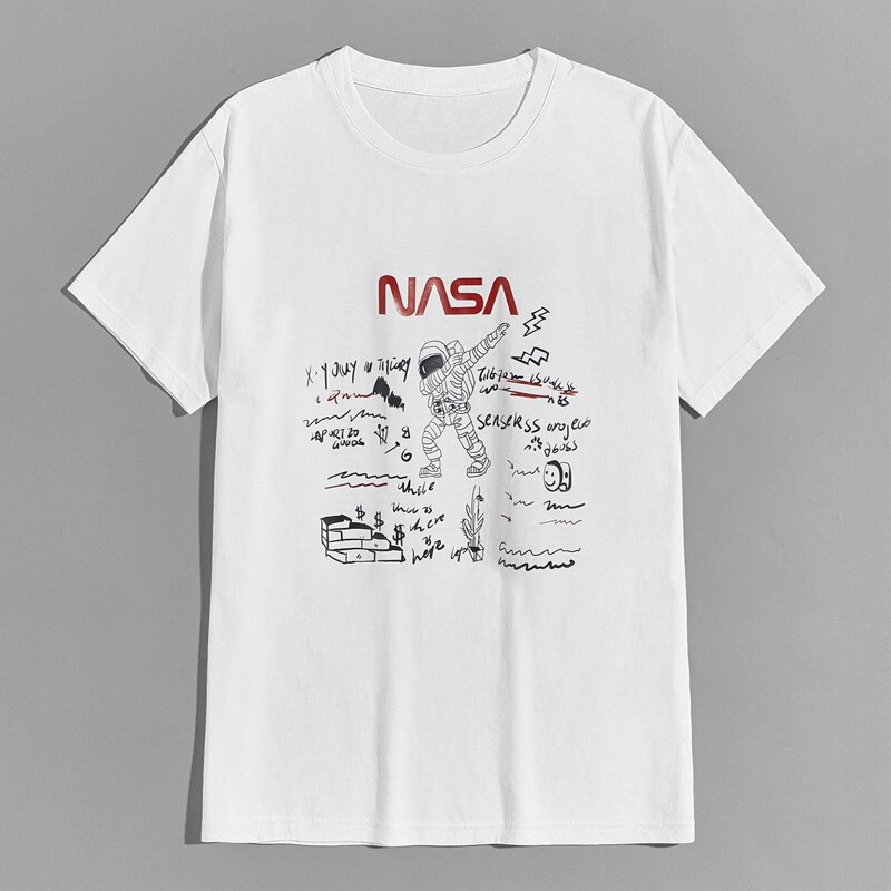 

Guys Astronaut & Letter Graphic Tee, White