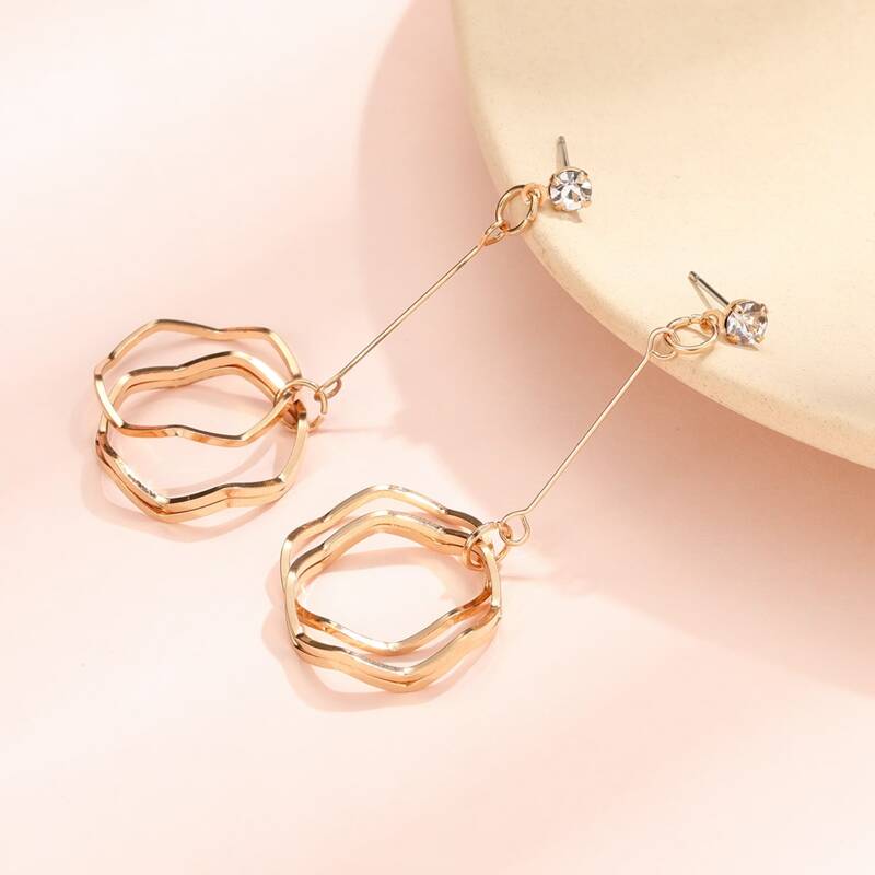 

Geometric Drop Earrings, Gold