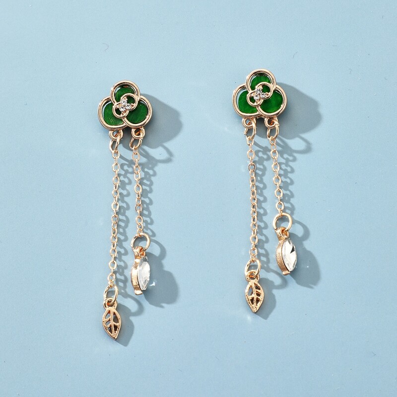 

Rhinestone Engraved Drop Earrings, Multicolor