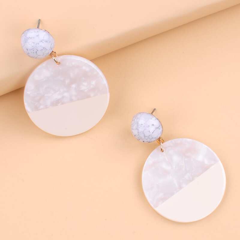 

Round Drop Earrings, Beige