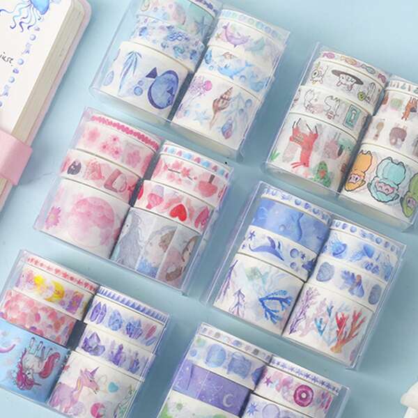 

8rolls Mixed Pattern Tape, Multicolor