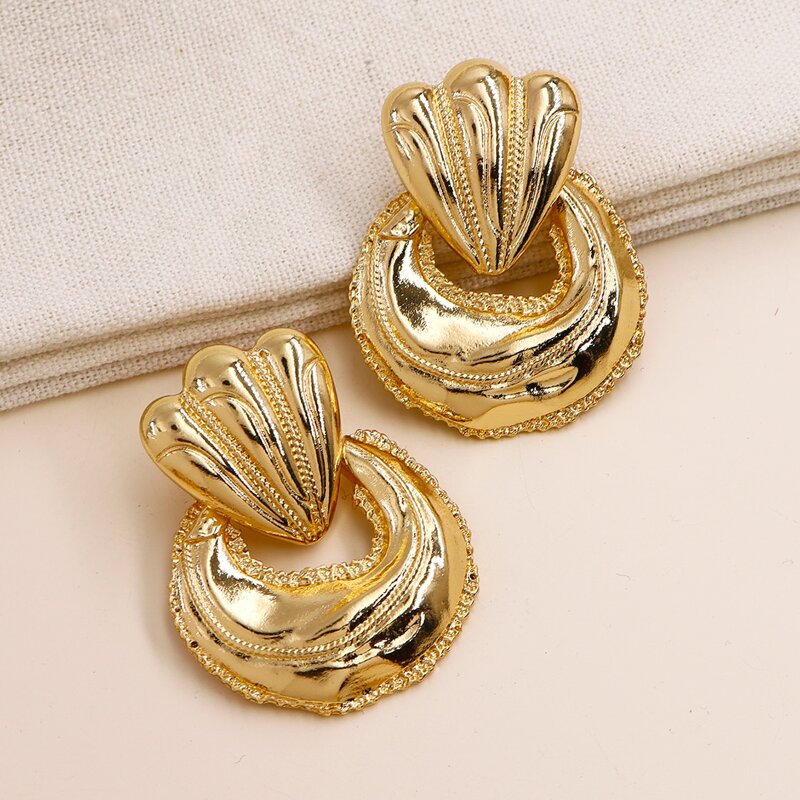 

Texture Metal Drop Earrings, Gold