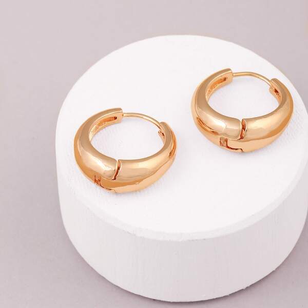 

1pair Hinged Small Hoop Earrings, Gold