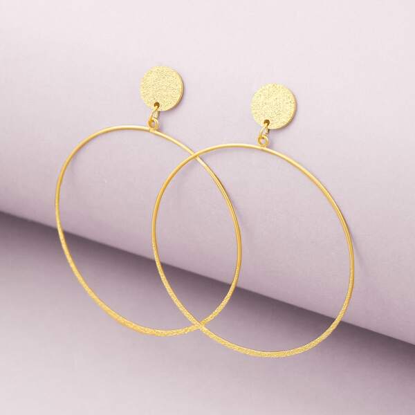 

1pair Large Thin Hoop Stud Earrings, Gold