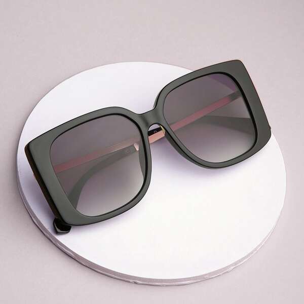 

Metal Arms Large Rectangle Acrylic Sunglasses, Black
