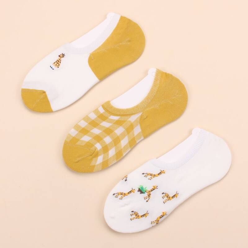 

3pairs Plaid Pattern Socks, Multicolor