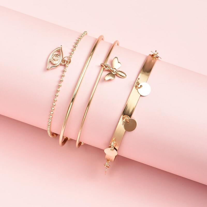 

4pcs Eye Charm Bracelet, Gold