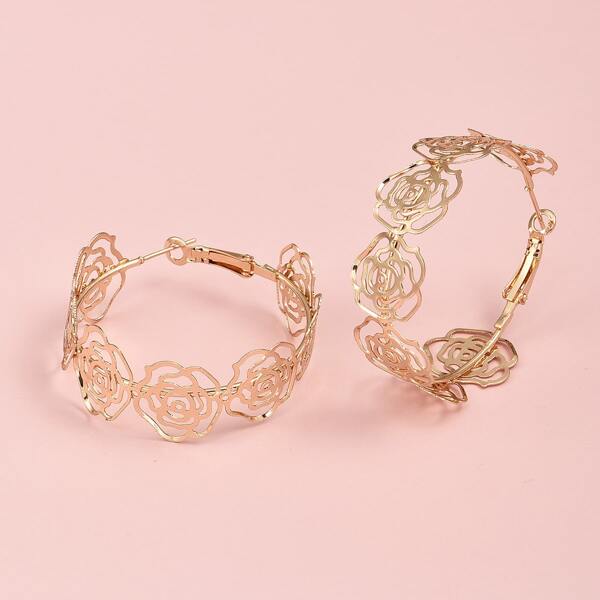 

Flower Hoop Earrings, Gold