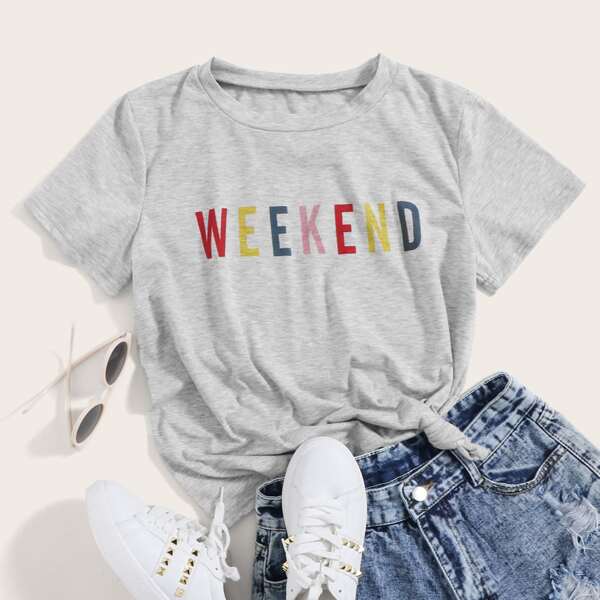 

Letter Graphic Heather Gray Tee, Grey
