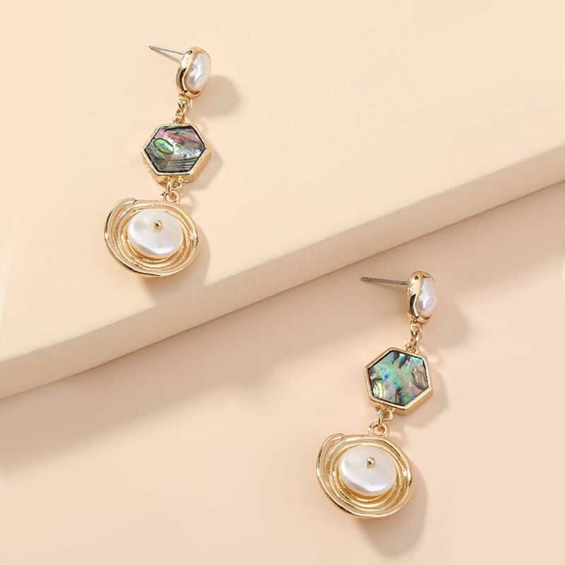 

Faux Pearl Shell Earrings, Multicolor