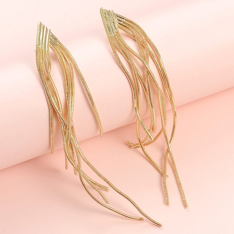 

Metal Tassel Earrings, Gold