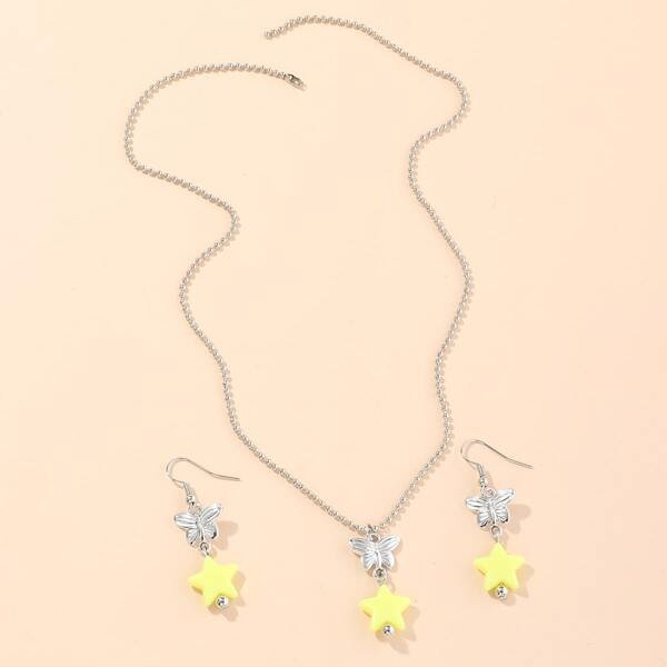 

3pcs Girls Butterfly Jewelry Set, Silver