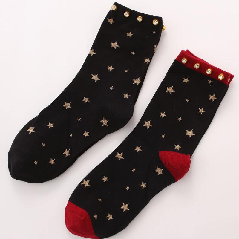 

2pairs Star Pattern Socks, Black