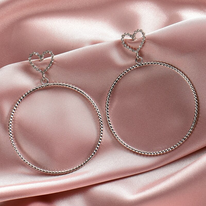 

Round Drop Earrings, Silver