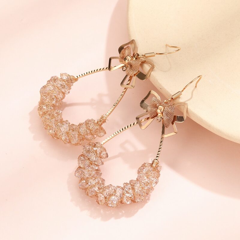 

Bow Decor Drop Earrings, Gold