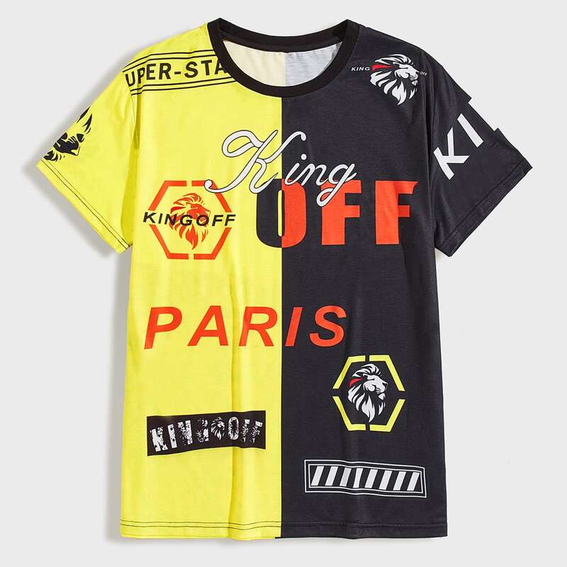 

Guys Letter Graphic Colorblock T-shirt, Multicolor