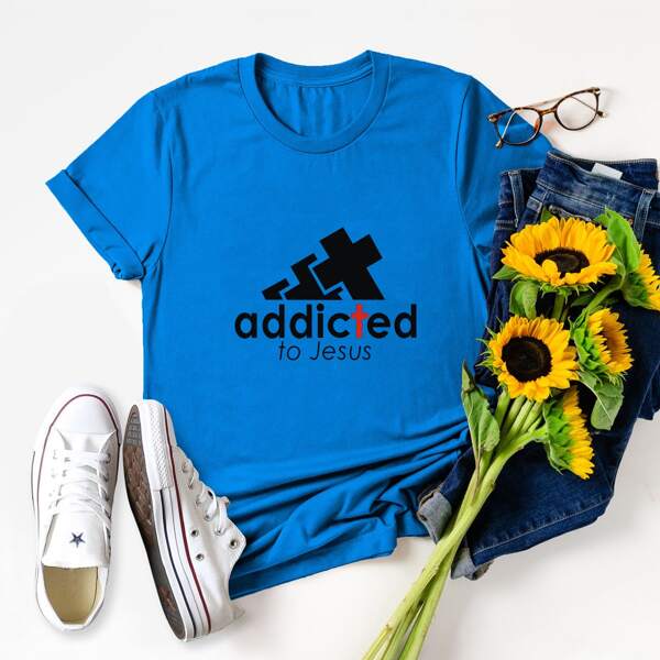 

Letter Graphic Short Sleeve Tee, Blue