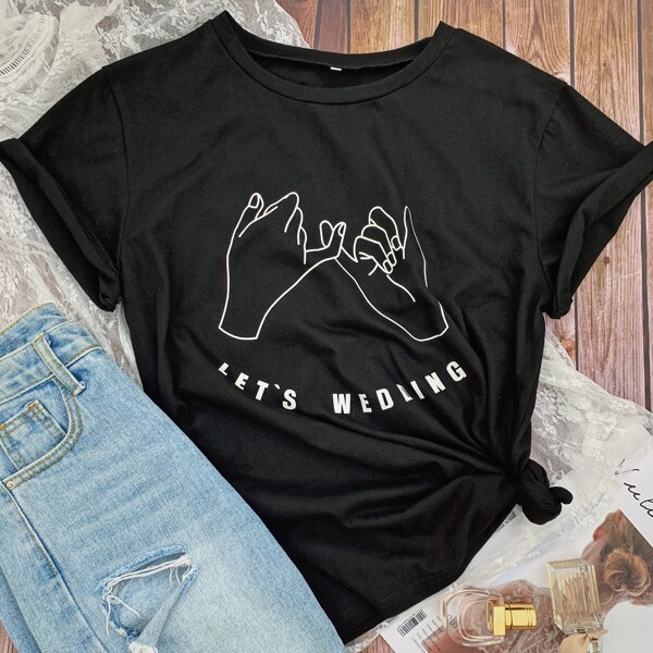 

Figure & Slogan Graphic Tee, Black